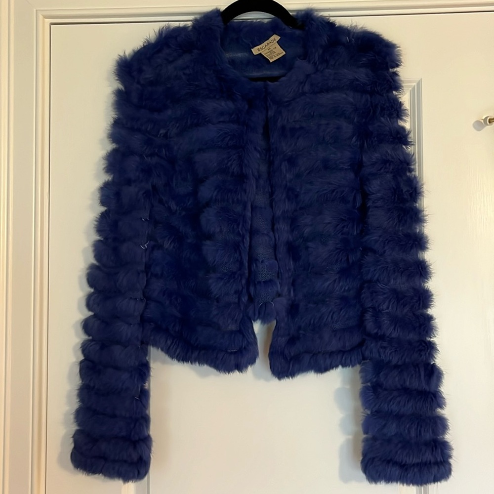 Escapade Royal Blue Rabbit fur jacket Size M